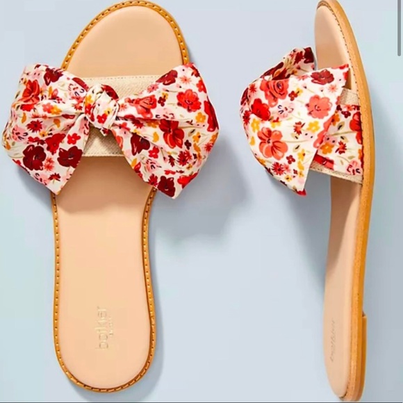NIB Zahara floral Bow Slide Sandals - Picture 1 of 3